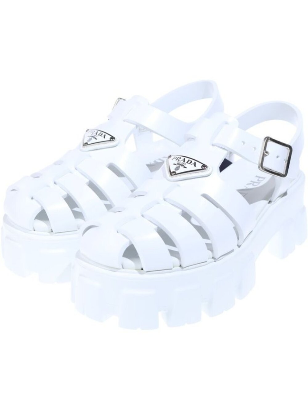 ★SOLD★ Prada Monolith Ruba Sandals White Leather Shoes - Picture 2 of 6